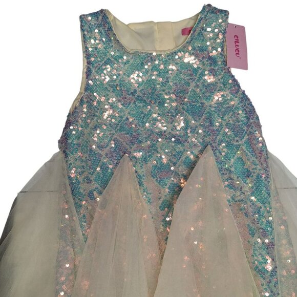 Cilucu Girls Dress Sequin Tulle Party Princess Birthday XXXL 16 Shiny Sparkle - Picture 9 of 10